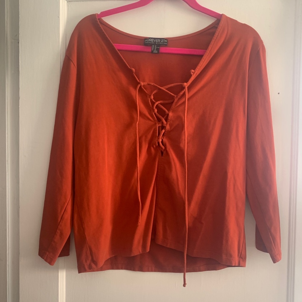 Rust orange lace up top